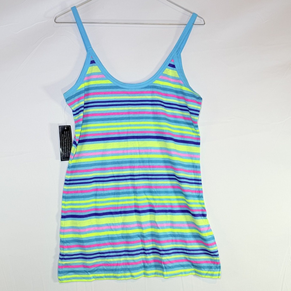 no‎ boundaries girls XL (15-17) Multi-Color Neon Stripe Cotton Tank Top